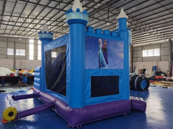 frozen themed bouncy castle and slide to hire