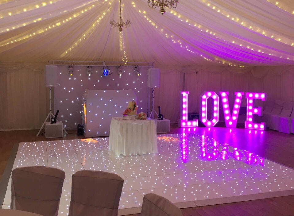 White LED starlight dance floor set up for a Humber Events Company celebration