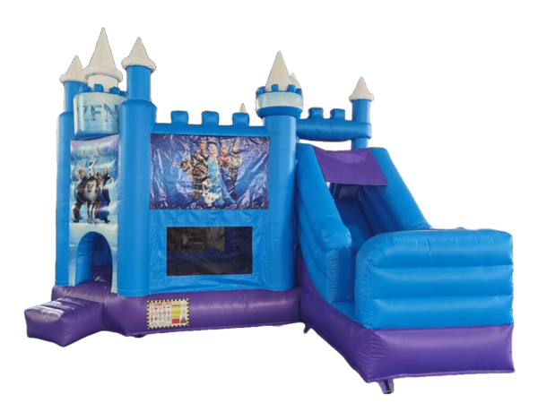 Frozen themed bouncy castle with slide