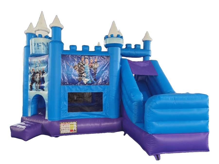 Frozen themed bouncy castle with slide