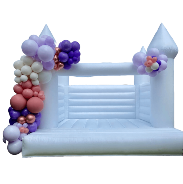 white bouncy castle for adults and kids