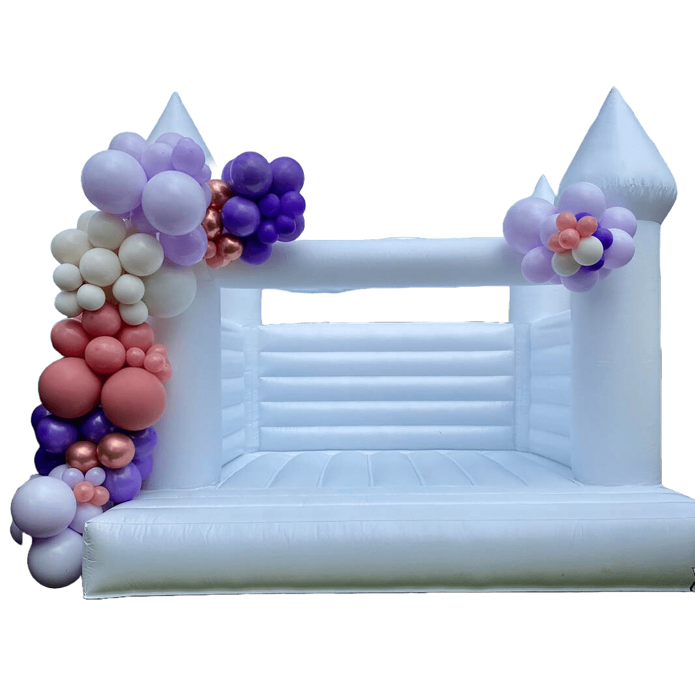 white bouncy castle for adults and kids