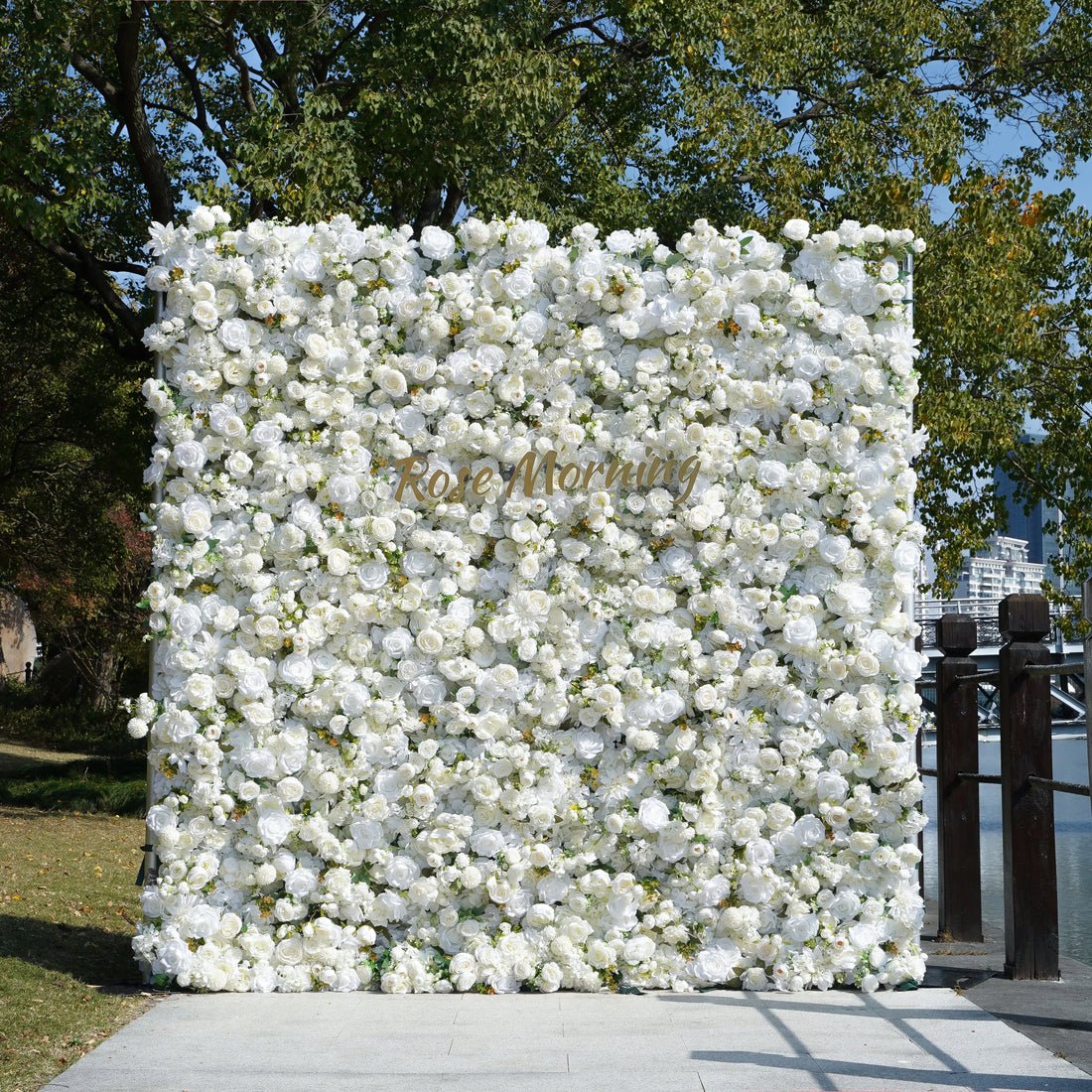 white flower wall for for hire