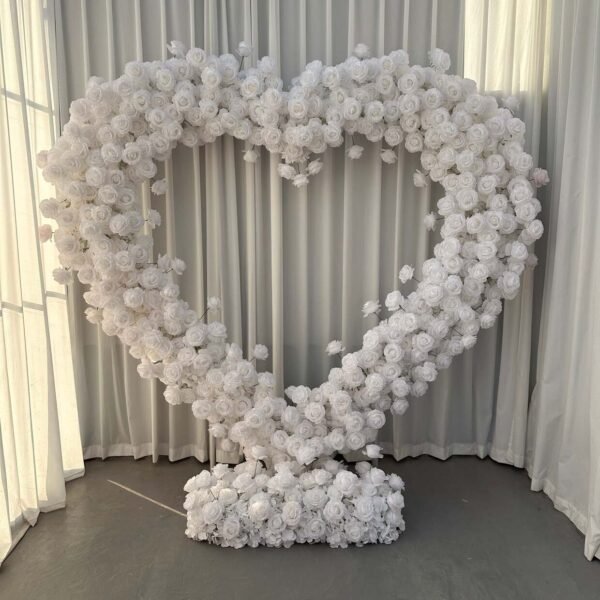 White heart flower wall to hire