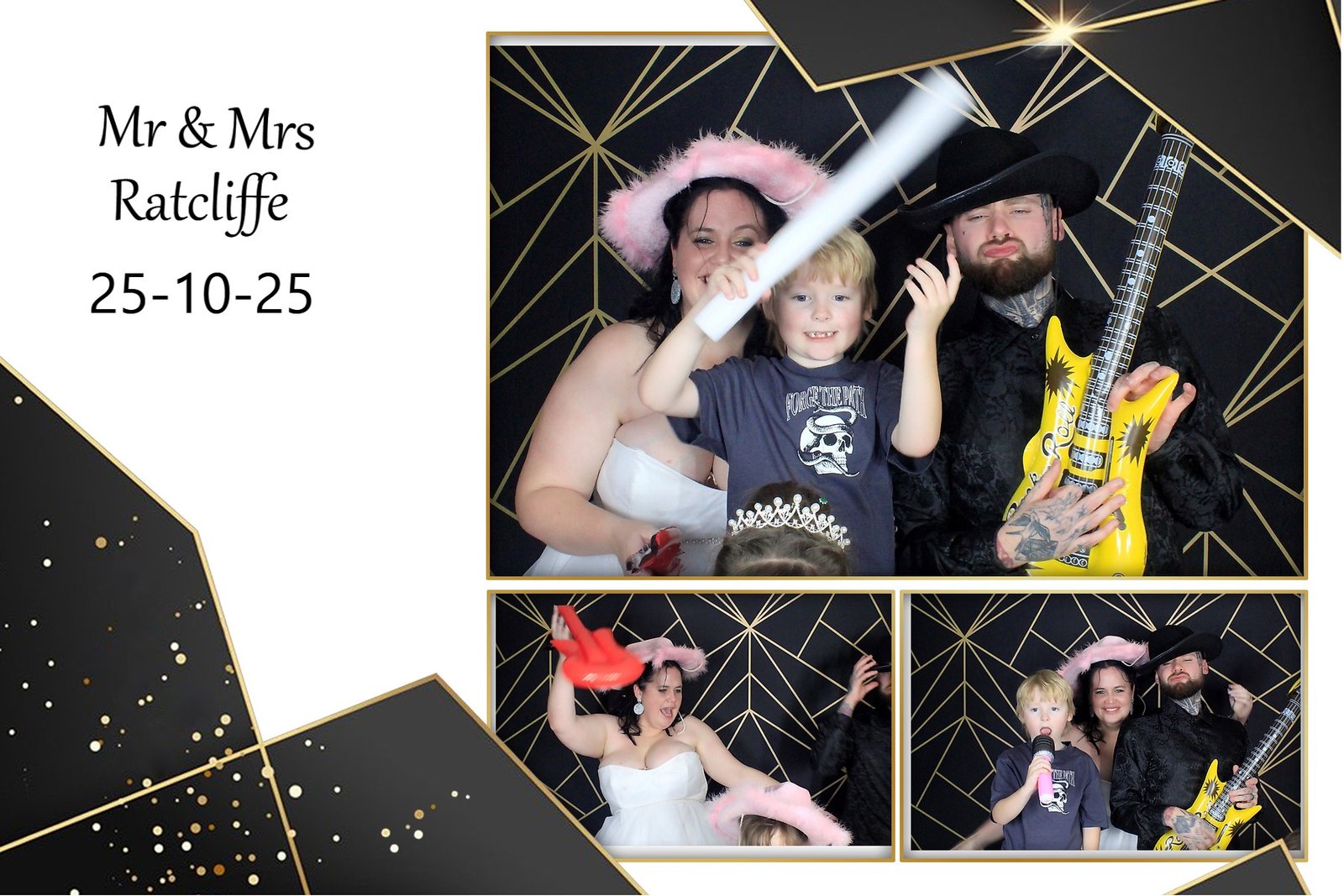 Photo booth overlay example showing custom frame with names and decorative elements for weddings in East Yorkshire