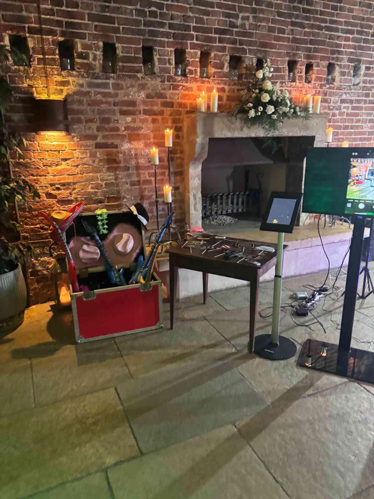 360 Photo Booth props box with hats and accessories