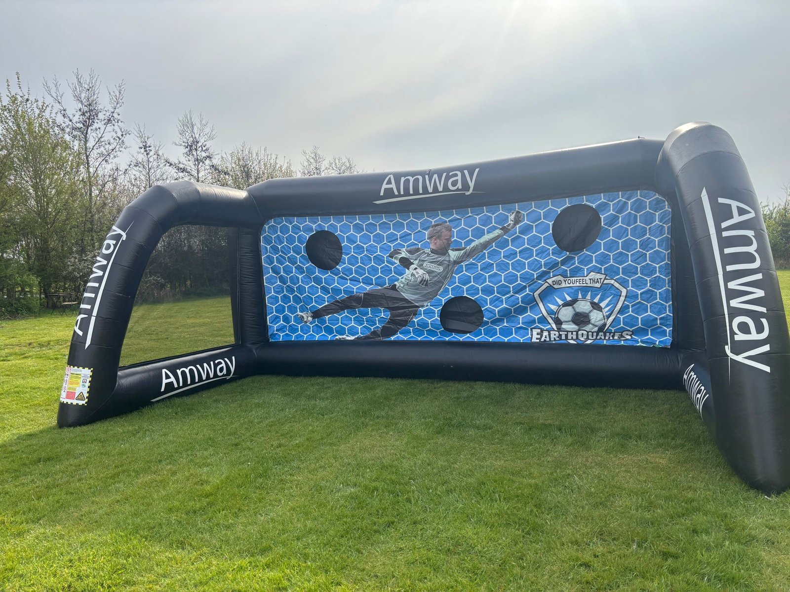 Inflatable penalty shootout goal side angle