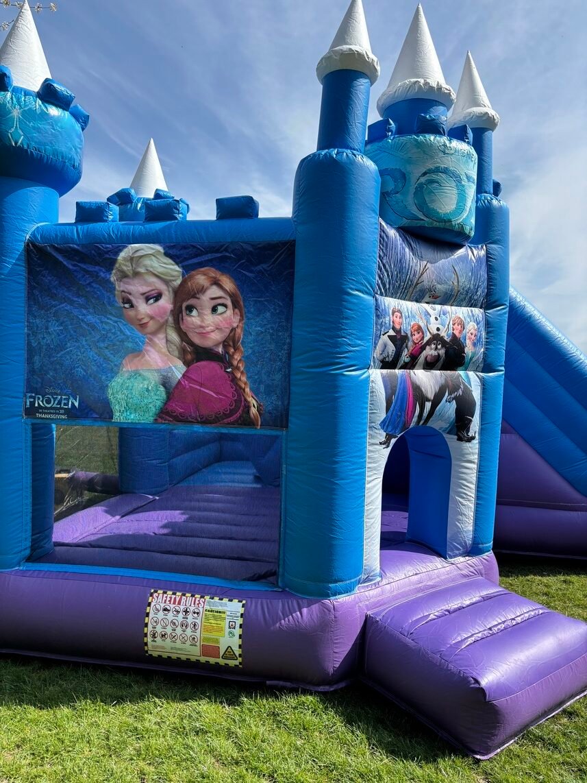 Frozen castle hire Hull - Professional party equipment rental East Yorkshire birthday parties Elsa Anna Olaf