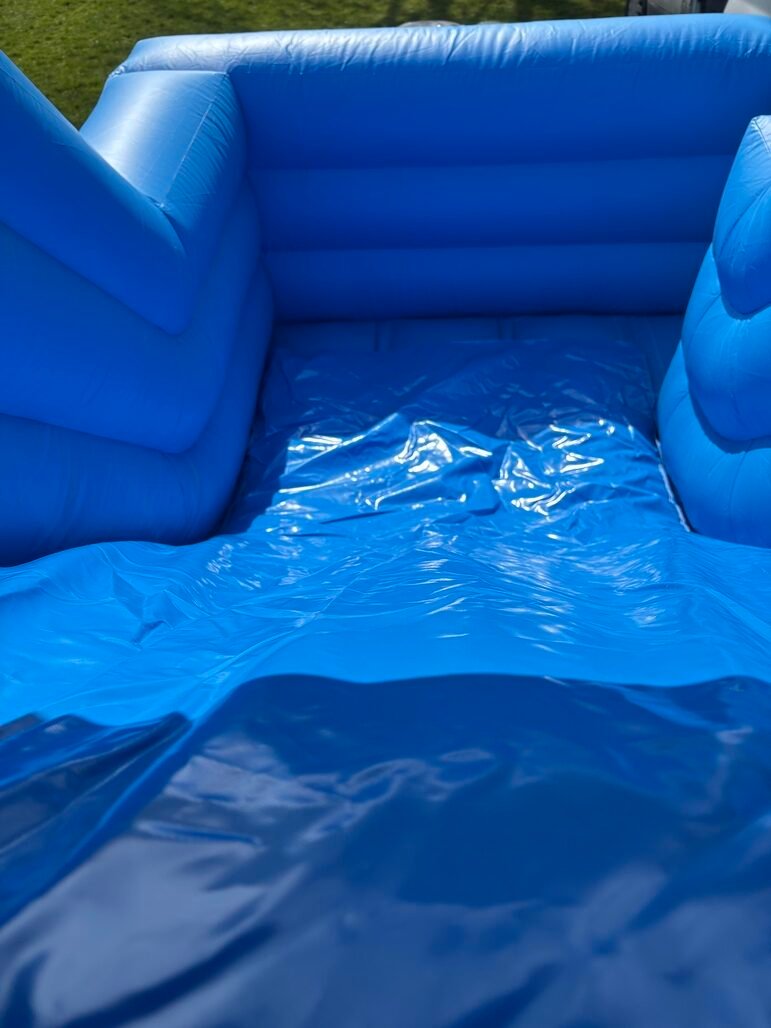 Close-up of bouncy castle safety mat and bouncing surface