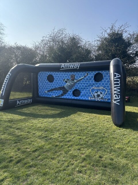 Inflatable penalty shootout goal corner view