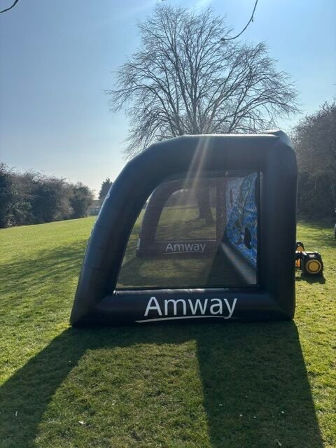 Inflatable penalty shootout goal rear view