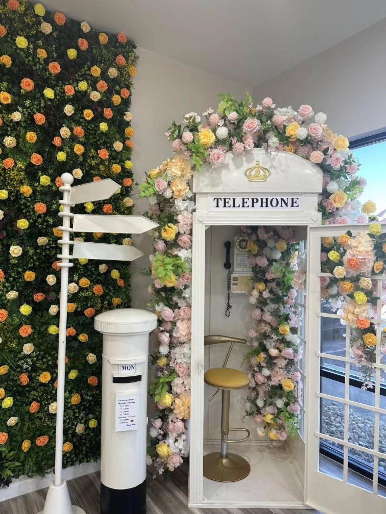 White vintage telephone box audio guestbook for hire