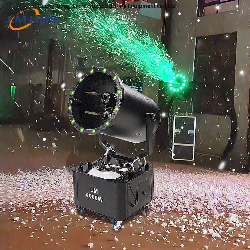 LM-4000W Professional Snow Machine - 4000W power output with RGB LED lights and 180 degree auto rotation